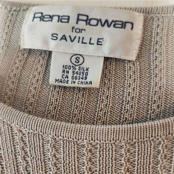 Rena Rowan for Seville S 100% SILK Fossil Longsleeves Ribbed Women’s Sweater - Picture 2 of 5